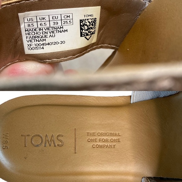 Toms Leather Slide Sandal in platinum H-shaped band 8.5 - Picture 13 of 15